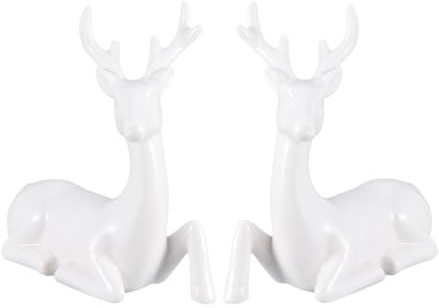 MAGICLULU Porzellan Hirsch Deko Paar 3.94X1.97X4.72In REH Dekofigur Für Wohnkultur Auto Paar Hirsch Dekor Desktop Ornament Für Tisch Balkon Und Auto 1 Stück