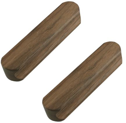 MOROBOR Lot de 2 poignées de meubles autocollantes en bois de noyer sans perçage - Montage instantané - Poignées de porte épaisses pour porte coulissante