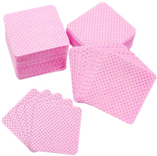 Hautllaif 300 Stück Fusselfreie Nageltücher – Lint Free Nail Wipes für Nagelreinigung, Nagellackentfernung, Wimpernkleber Reinigung – Wattepads für Gelnägel und Maniküre – 5x5 cm Rosa oder Weiß (Rosa)