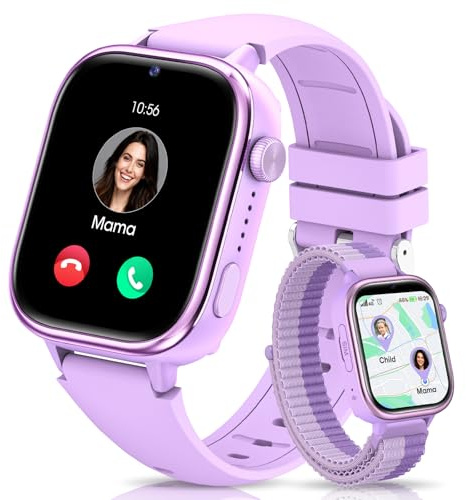 SWGOTA Smartwatch Kinder mit Telefon und GPS, 1.83 Kinderuhr Videoanrufe/Voice Chat/SOS/Schulmodus/SMS/SIM/Wecker, IP68 Kinder Smartwatch mit Schrittzähler Schlafen, Geschenk für Mädchen Junge, Lila
