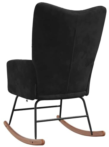 Schaukelstuhl Schwarzer Samt, Elegantes Design, Dicht Gepolsterter Schaum, Stabiler und Langlebiger, Entspannter Sessel mit Langen Schaukelschienen für Optimalen Komfort in der