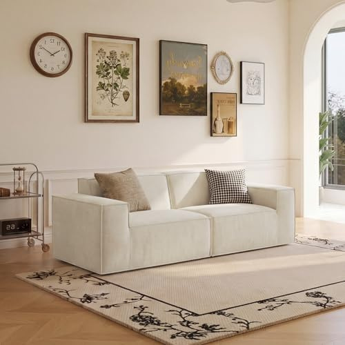 LINSY HOME Zweisitzer Sofa - 194cm Modulares Schlafsofa, Zweisitzer Couch, Sektionssofas für Wohnzimmer, Keine Montage erforderlich (Chenille, Weiß, 2 Sitze)