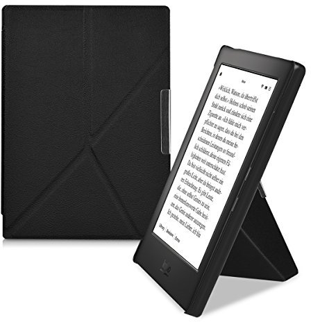 kwmobile Custodia Pieghevole Origami Compatibile con Kobo Aura H2O Edition 1 Cover - Cover Magnetica Pelle PU eReader con Stand - Nero