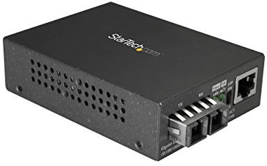 StarTech.com Conversor de Medios Gigabit Ethernet RJ45 a Fibra Óptica SC Multimodo 1000Base-SX - Convertidor de Fibra a Cobre - 550m