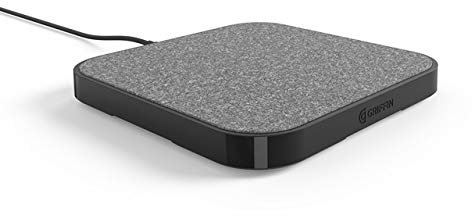 Griffin PowerBlock Wireless Qi Charging Pad für Apple iPhone / Samsung Galaxy etc. - grau/schwarz [15W Leistung I Integrierte LED I Wollfilz-Finish] - GC44086