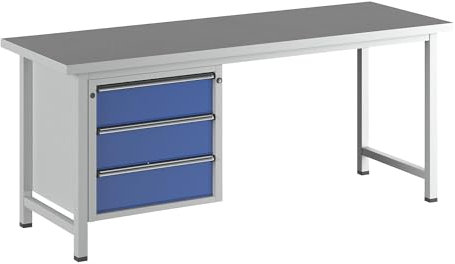 ANKE | Werkbank | Gestellbauweise Serie V | 3 Schubladen | Breite 2000 mm | Universalplatte