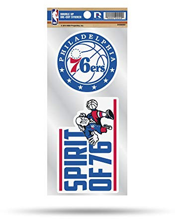NBA Rico Industries Double Up Die Cut 2-teiliges Stickerbogen, Philadelphia 76ers, 10,2 x 22,9 cm