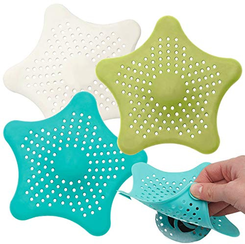 Burwells Drain Sink Plughole Covers Set Of 3 Stars - Prevent Blocked Drains From Food & Hair Blockages