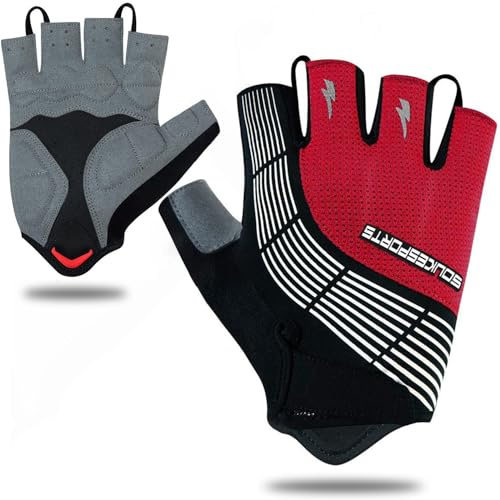 Souke Sports Herren Damen Fahrradhandschuhe Sommer Halbfinger Radhandschuhe | Fingerlos Fahrrad Handschuh mit Gepolsterte StoßDäMpfung,Atmungsaktiv Kurz Rennrad Handschuhe für Road,MTB