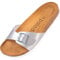 Palado Pantoletten Damen Malta Metallic – gefertigt in Spanien – weiche Veloursleder-Decksohle – robuste EVA-Sohle – edles Metallic-Design Silber UK9 - EU42