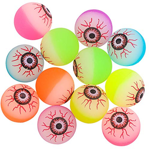 ELCOHO 12 Pieces Halloween Bouncing Balls Glow in The Dark Bouncing Eyeballs Halloween Theme Eyeballs for Halloween Favor Supplies