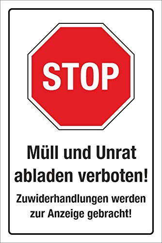 WERBEPUNKT. Schild Hinweisschild Müll und Unrat abladen verboten 3 mm Alu-Verbund 300 x 200 mm
