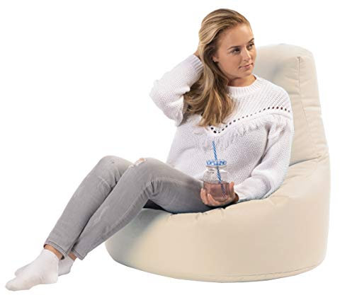 sunnypillow Gaming Sitzsack XXL mit Styropor Füllung Outdoor & Indoor für Kinder & Erwachsene Sitzsäcke Sitzkissen Bodenkissen viele Farben zur Auswahl Cremefarben