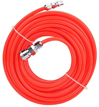 Manguera de aire de 5 * 8 mm, manguera de compresor de aire flexible de alta presión con conector rápido macho/hembra 15M para carpintería, reparación de automóviles, producción automatizada (rojo)