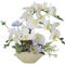 LESING Künstliche Orchidee mit Vase, realistische Orchideen, Bonsai-Pflanzen im Topf, Arrangement für Zuhause, Hochzeit, Party, Esstisch, Tischdekoration (weiße Vase, WB)