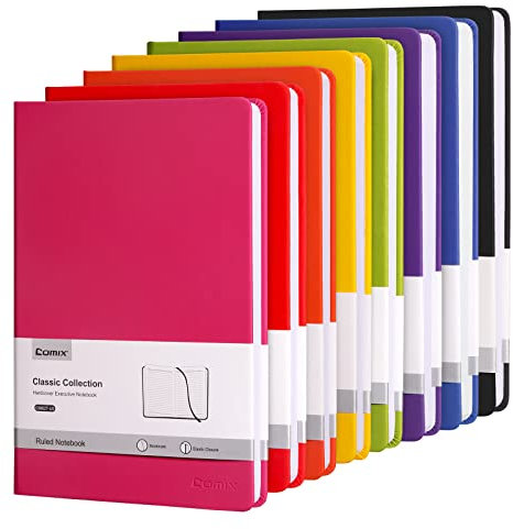 Comix Notizbuch A5 liniert Journal, notizbücher A5 mit 120 Blatt/240 Seiten,8er-Pack,PU Hardcover, für Frauen Männer Arbeit Büro Schule,tagebuch für erwachsene- 8 Farben