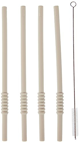 BODUM K12035-913 BISTRO Silikon Trinkhalme mit Edelstahlbürste 4-er Set