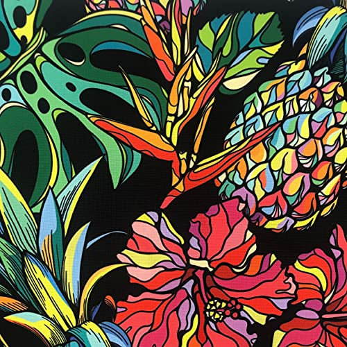 HEKO PANELS Stoff Oxford Wasserdichte Meterware CanvasPolyester Stoff Zum Nähen Nähstoffe Möbelstoffe Dekostoffe Handwerken Wasserabweisend Blickdicht Jungle Schwarz Bunt 100 x 160 cm