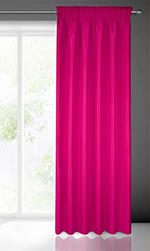 Eurofirany Rita Vorhang Gardine Glatt Schlicht Einfarbig - Kräuselband Modern Schlafzimmer Wohnzimmer Lounge Kinderzimmer 1 Stück Einzeln Amarantrot 140x270cm