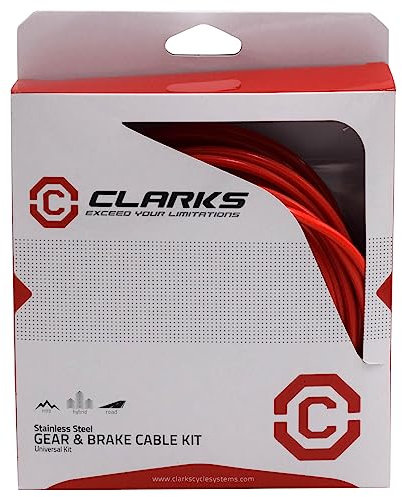 Clarks Cycle Systems Stainless Steel Brake and Gear Cable Kit, MTB & Road - Red