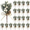 HanOBC 20 Stück weiße Beerenstiele 15 cm künstliche Kiefernspieße Zweige Weihnachten Blumenplektren und Sprays Urlaub Winter Blumenplektren für Girlande Kranz Xmas Decor