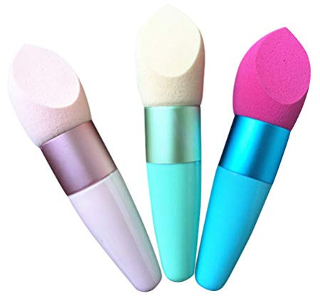 FRCOLOR Handhaben Puderquaste Schwämme 3 Stück Make-Up-Pinsel Nass Und Trocken Make-Up-Schwämme für Foundation Egg Puff Kosmetik-Schwammpinsel für Frauen (Zufällige Farbe) Make-up-Mixer