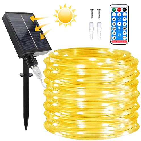 Micacorn Guirlande lumineuse solaire d'extérieur de 21,9 m, 8 modes, 200 LED, tube lumineux étanche avec télécommande pour piscine, mariage, décoration de fête de Noël
