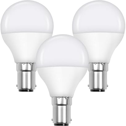 B15 Small Bayonet Cap Fitting LED Light Bulb, 4.9W 40 watts Equivalent, Energy Saving, Golf Ball G45 Light Bulbs, Warm White 2700K, Long-Lasting, Bright Led Bulbs, 470 Lumen, Non-Dimmable, Pack of 3