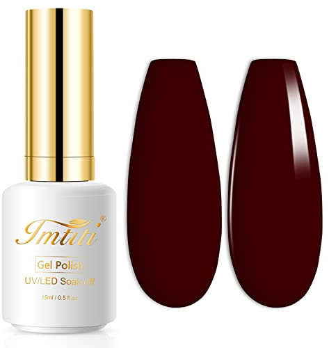 Imtiti Gel-Nagellack, 1 Stück 15ml Rot-Lila Gel-Nagellackfarbe, ablösbarer Gel-Nagellack, Nagelkunst, Maniküre, Salon, DIY-Nagellampe, Gel-Nageldesign, Weihnachtsdekoration zu Hause