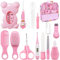 UptVin Trousse de Soin Bebe Naissance, Trousse de Toilette Bébé, Soin Bebe Accessoire pour les Voyages et la Maison Garcon Fille (rose 13 pièces)