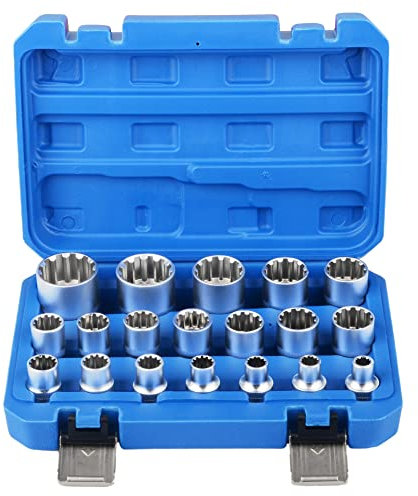 DAYUAN Jeu de 19 douilles multidents 1/2 XZN - Jeu de clés à douille 8-32 mm - Douilles pour cannelure 6/12 pans