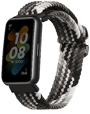 kwmobile Fascia Compatibile con Huawei Band 7 - Cinturino Smart-Watch Fitness-Tracker Nylon Grigio ca. 15-18,5 cm
