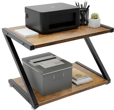 wanwanper 2-Ebenen Desktop-Druckerständer, Druckerständer Schreibtisch, Z-förmige Metallhalterungen Desktop Multifunktionsdrucker Kopierer Scanner Ständer Druckerregal Druckerständ, 44 x 28 x 29cm