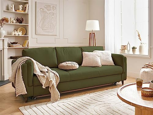 Lisa Design Brooke – 3-Sitzer Sofa – mit Schlaffunktion – aus Samt Olivgrün