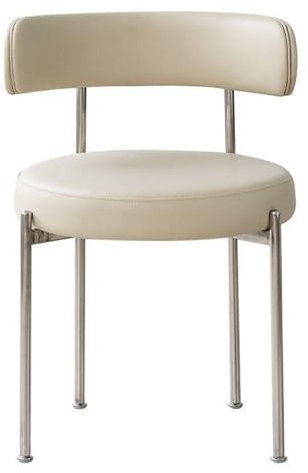 Esszimmerstuhl, Mid-Jahrhundert Küche Stuhl, Küche Esszimmer Stuhl, Gebogene Rückenlehne Runde PU-Leder gepolstert Boucle Lounge Stuhl mit Metallbeinen für Wohnzimmer, Schlafzimmer