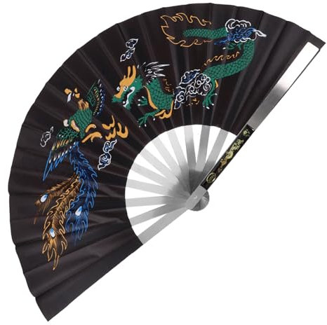HOMSFOU Traditioneller Handfächer Faltbarer Metall-Faltfächer Retro-Faltfächer Klassischer Faltfächer Chinesischer Stil Leistungsfächer Kung-Fu-Fächer Klingelnder Fächer