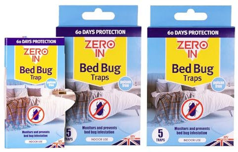 SK INFINITY | Zero In Bed Bug Trap | Bed Bug Detector, Monitors Infestation | Ready-To-Use | Poison-Free 5-Traps (Pack Of 2 (10 - Trap))