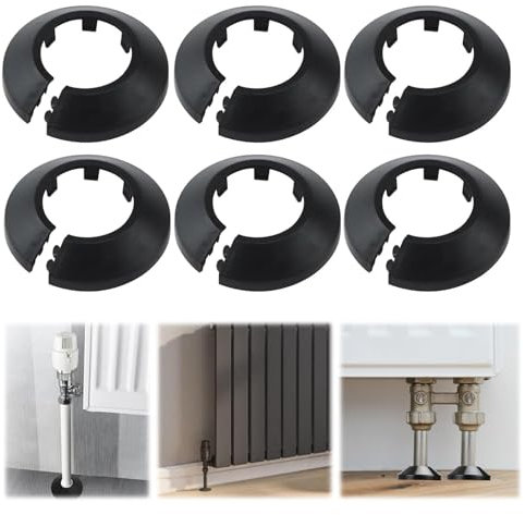 6 Pcs Radiator Pipe Covers, Pipe Covers, Radiator Pipe Covers Black for Wall Pipe Tube Decoration Covers for Radiator Pipes for 12mm Diameter Pipe Wall Pipe Tube Decoration