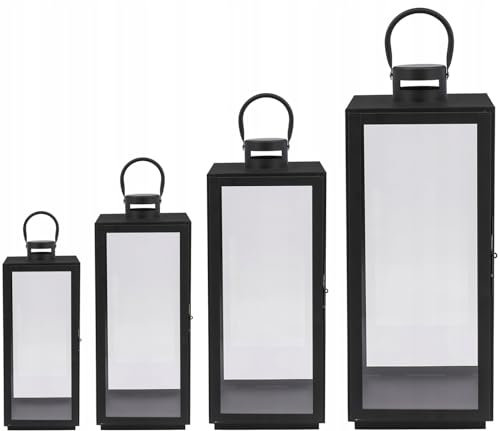 Laterne XXL Gartenlaterne Metall Windlicht Laternen Deko Kerzenhalter Kerzenleuchter Kerzenständerr für Outdoor Wohnzimmer Garten Balkon Innen Indoor (F270+F271)