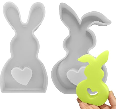 YJSDDNTY Moldes de silicona para conejos de Pascua, moldes de silicona 3D, moldes de silicona para conejos de Pascua, moldes para velas de Pascua para regar, velas de cera de soja, manualidades