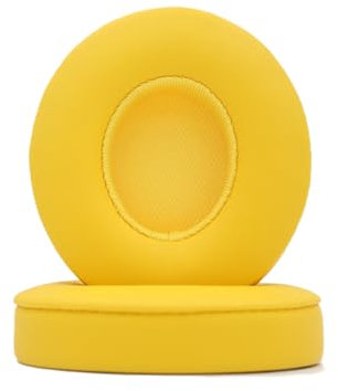 AKHQC Ersatz-Ohrpolster, kompatibel mit Beats Solo 2.0 Solo 3.0 kabellosen Kopfhörern, weiches Komfort-Protein-Leder, Memory-Schaum, belastbar (Gelb)