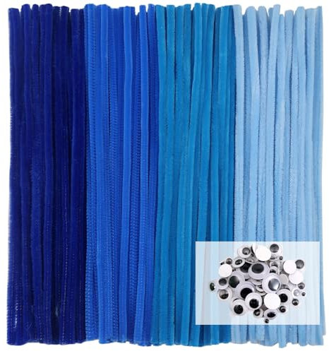 TOAOB Pfeifenreiniger 4 Verschiedene Blau zum Basteln 100 Stück Chenilledraht Pfeifenputzer Lang 30 cm X 6mm Pipe Cleaner Basteln für DIY Handwerksprojekte