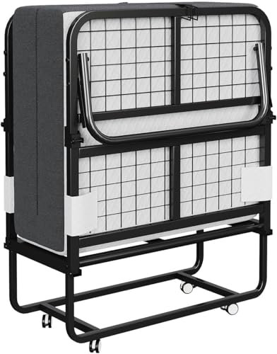 CAIYUN Folding Bed with Mattress Portable Foldable Bed with Memory Foam Mattress and Fabric Storage Bag Rollaway Beds with Fold-up Metal Frame 190 x 80CM