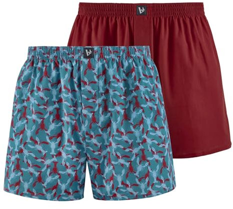 Bruno Banani Herren 2er Pack Boxershorts Cape Lobster Retroshorts, Blau/Rot, XL EU