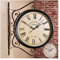 LUOYAOB Retro Bahnhofsuhr Doppelseitiger Bahnhofsuhr, Gartenwanduhr im Freien, Vintage hängende doppelseitige Uhr for Terrasse Veranda Garten im Freien Dekorative doppelseitige Hängsuhr (Color : B)