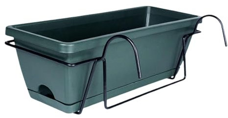 Folpus Macetero Colgante para Cesta de Plantas de barandilla de balcón, Maceta, macetero de Ventana para Exterior, Verde Oscuro