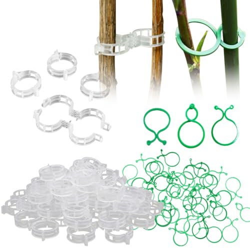 TYXHXTF 130 Pièces Clips de Jardin pour Plantes Grimpantes | Support Tuteur Vigne Fixation | Accessoires Jardinage Potager Résistants (Blanc et Vert)