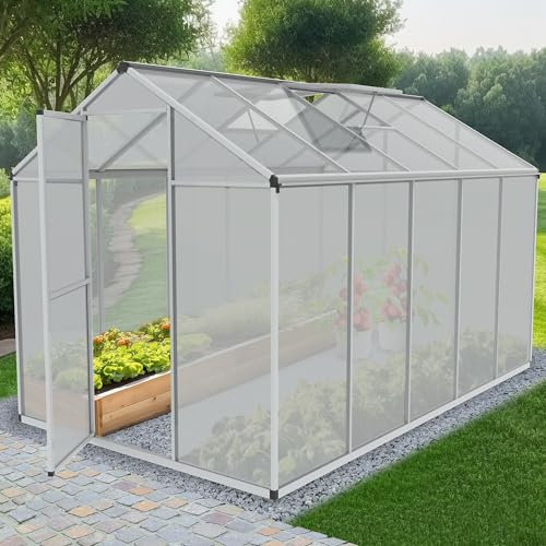 ONBEST stabiles Aluminium Gewächshaus mit Dachfenster – Garten Frühbeet ideal für die Anzucht von Tomaten Blumen – vielseitig nutzbar als Treibhaus, Tomatengewächshaus Pflanzenhaus (XXL)