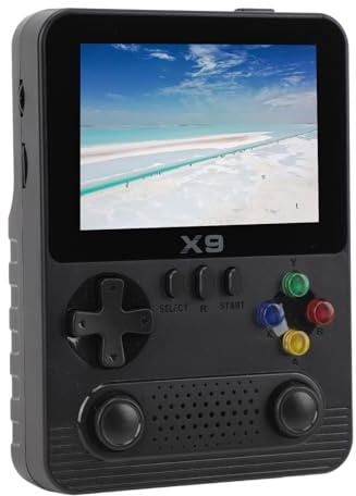 Bewinner Console de Jeu Portable X9, écran HD IPS 640 X 480 de 3,5 Pouces, 11 Systèmes D'émulateur Rétro, Console de Jeu de Poche avec Carte TF de 32 Go, 6000 MAh, Prend en Charge la (Black)