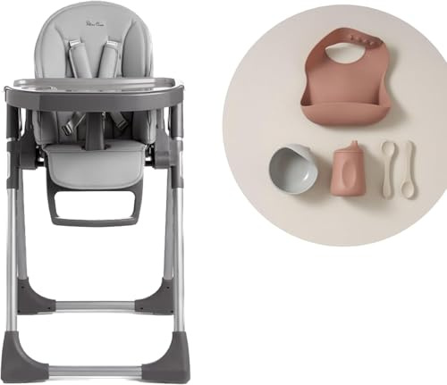 Silver Cross - Buffet Highchair with Mealtime Set - Baby Chair - Portable Highchair - Newborns to 3 Years - Grey